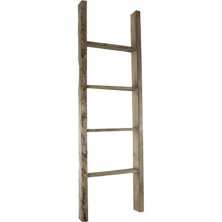 Ekena Millwork 19"W x 60"H x 3 1/2"D Vintage Farmhouse 4 Rung Ladder, Barnwood Decor Collection, Pebble Grey DECR019X060X04LDRPG